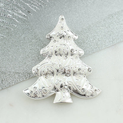 White Filigree Christmas Tree Pin/Pendant