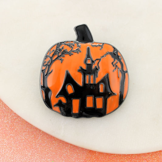 Haunted House Pumpkin Halloween Pin/Pendant