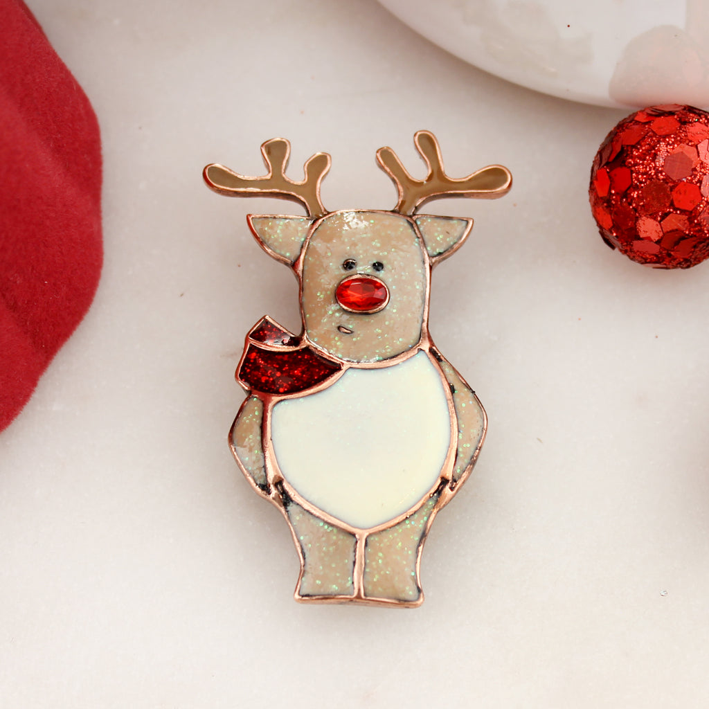 Enamel Reindeer Christmas Pin/Pendant