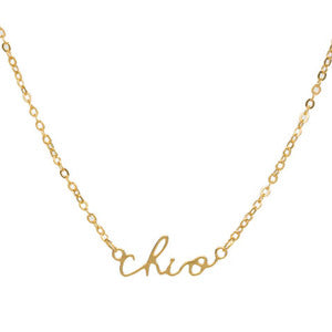 Chi Omega Script Necklace - Fan Sparkle