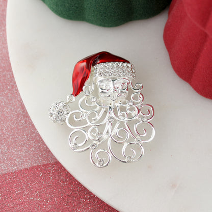 Curly Beard Santa Christmas Pin/Pendant