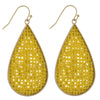 Yellow Woven Teardrop Earrings - Fan Sparkle