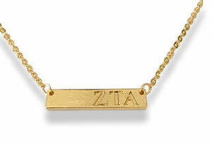 Zeta Tau Alpha Bar Necklace - Fan Sparkle