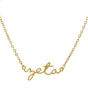 Zeta Tau Alpha Script Necklace - Fan Sparkle