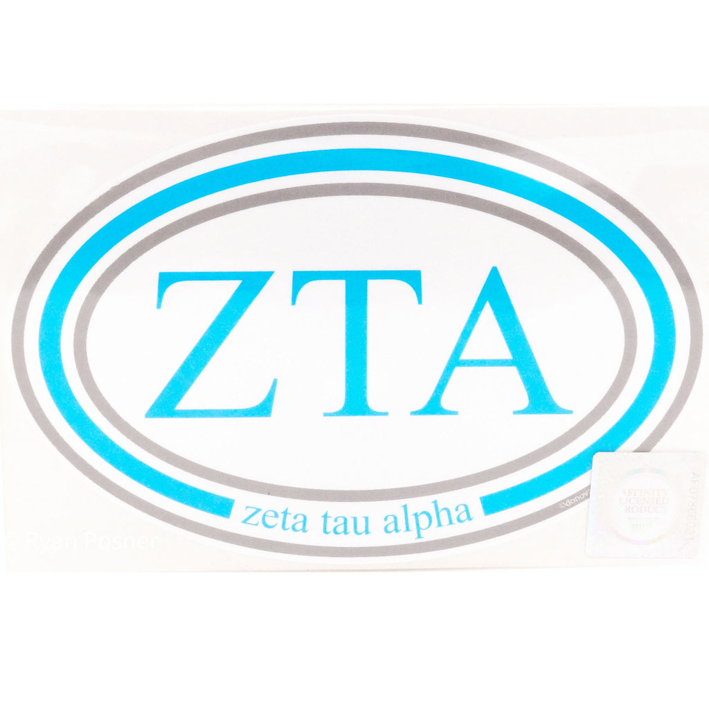 Zeta Tau Alpha Oval Sticker - Fan Sparkle